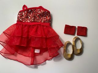 American Girl - Sparkly Jazz Outfit Red Skirt Party Christmas Dress - Retired