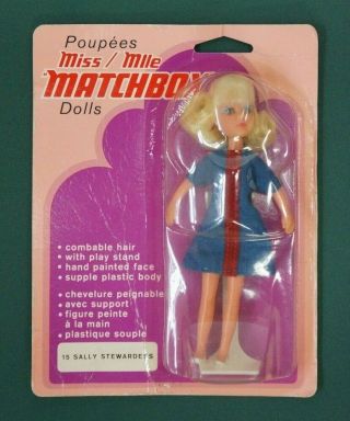 Vintage 1973 Lesney Miss Matchbox Doll 15 Sally Stewardess Vintage Mip