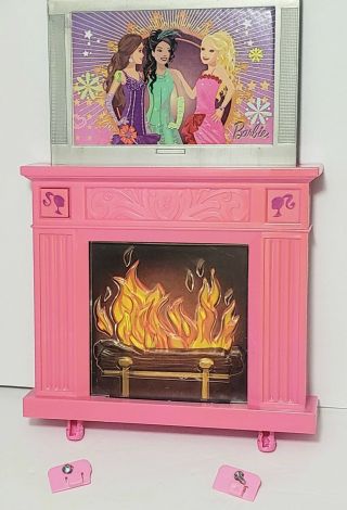 2008 09 Barbie Dream House 3 Story Townhouse Replacement Fireplace Television Tv