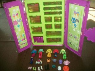 2004 Polly Pocket Rolling Storage Case Closet W/ Clothes