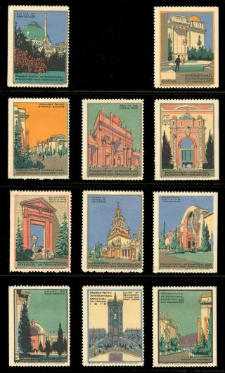 Usa Poster Stamps - 1915 Panama Pacific Expo - Volland Set Of 36 Views (less 1)