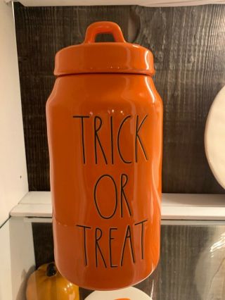 Rae Dunn TRICK OR TREAT Orange Halloween Canister 2020 RARE HARD TO FIND 3