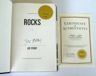 Joe Perry Authentic Signed " Rocks " Hardcover Book Autograph,  Aerosmith Guitarist