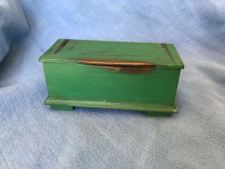 Dollhouse Miniature Wooden Painted Chest W Long Metal Strap Hinges
