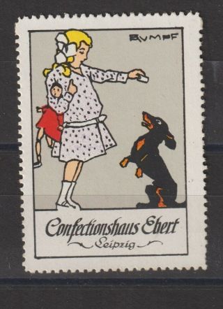 German Poster Stamp Children Dog Artist Rumpf