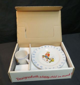 Vintage Childs Nursery Set Bowl,  Plate And Cup By Lord Nelson Pottery,  W/box