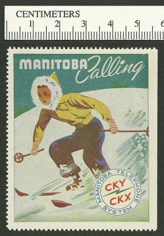 B01 - 30 Canada Manitoba Calling Skiing Radio Poster Stamp Mnh
