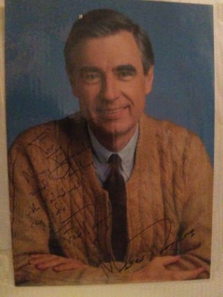 Mister Mr.  Fred Rogers Neighborhood Signed 5x7 " Autograph Photo Yellow Sweater