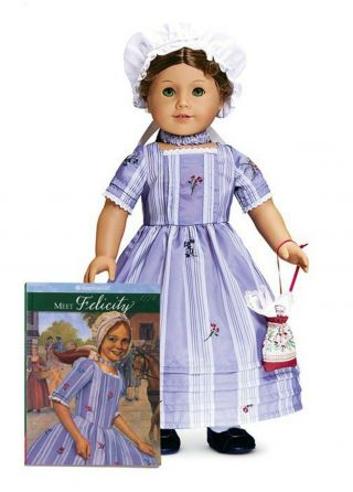 American Girl Doll FELICITY PURPLE TRAVELING GOWN - MEET DRESS - Retired 3