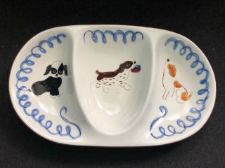 Vintage Stangl Pottery Kiddieware Divided Dish Bowl Playful Pups