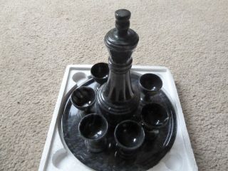 Vintage Marble Wine Set - Winepot And 6 Cups Made In Taiwan