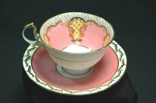 Vintage Aynsley Bone China Pink Gold Teacup & Saucer Set