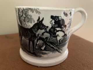 Antique 19th Century Staffordshire Black Transferware Child’s Mug 