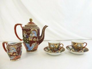 Vintage Normally China Hand Painted Tea Set Teapot Creamer 2 Cup&saucers Japan