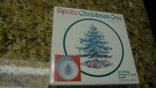 Spode Christmas Tree Set Of Four Dessert Cereal Bowls 4 Holiday Nib