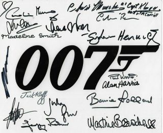 James Bond Logo Photo Multiple By 16 Signed 007 Cast Autograph All In - Person