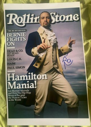 Lin Manuel Miranda Signed 11x17 Poster Photo Alexander Hamilton Rolling Stone