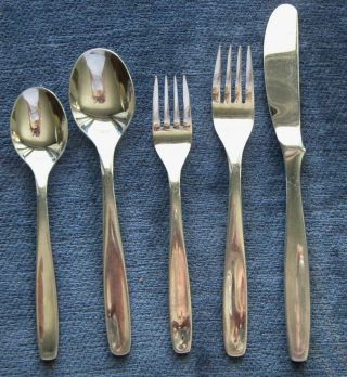 Vintage Russel Wright Oneida Stainless Steel Flatware Pinch.  5pc Place Setting