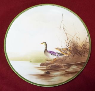 Antique 8 " Nippon Hand Painted Duck & Bird Game Design Decorative Plate Charger