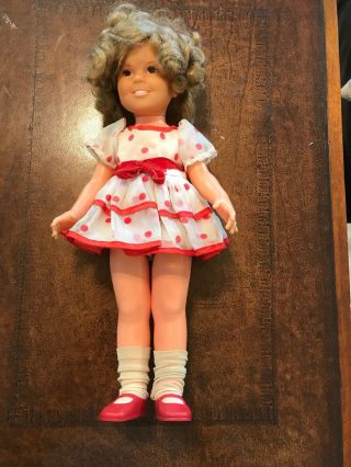 1972 Shirley Temple Doll 16 " Stand Up Red Polka Dot Dress Ideal Plastic