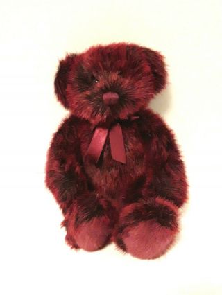 Russ Berrie & Co Romanoff Burgundy Teddy Bear Plush Stuffed Animal Toy 10 "