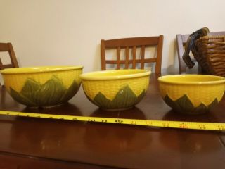 Vintage Early Shawnee Corn King Set Of Three (3) Mixing Serving Bowls 5 6 8
