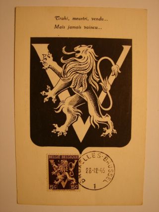 (bu3363) Coat Of Arms 1945 Belgium Maximum Maxi Card Postcard
