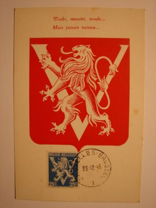(bu3362) Coat Of Arms 1945 Belgium Maximum Maxi Card Postcard