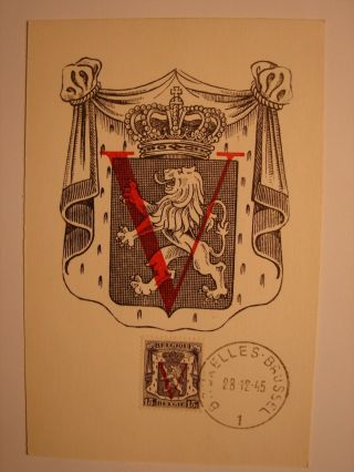 (bu3361) Coat Of Arms 1945 Belgium Maximum Maxi Card Postcard
