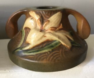 Vintage 1940 Roseville Pottery Art Deco Zephyr Lily Pair Candle Holders & Bowl