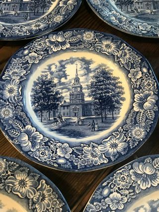 Set of 12 Liberty Blue Staffordshire England Dinner Plates 10 