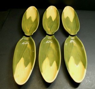 Vintage Shawnee Pottery Corn Queen Yellow/green Corn On Cob Dish Holder (6)