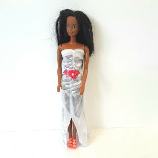Mattel Barbie Doll African American With Shimmering Silver Dress