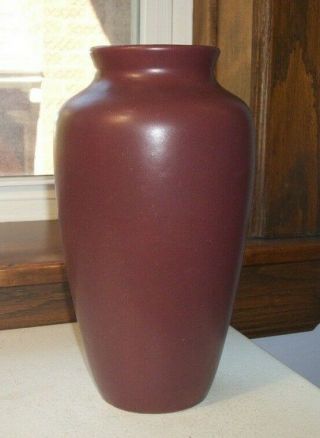 Maroon Or Burgundy Arts And Crafts Tall Vase With Matte Glaze Circa 1900s - 1910