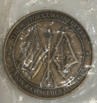 History Channel Club Union & Confederate Flags Brass Collectors Medallion