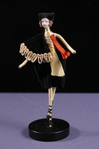 Vintage 5 " Porcelain Head Thread Wrapped Spain Fashion Doll Art Deco Japan