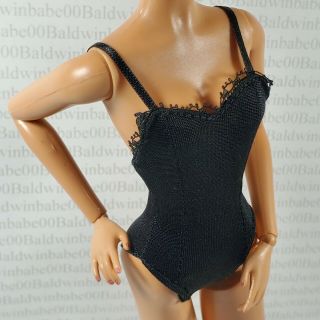 Lingerie Barbie Doll Model Muse Look Urban Jungle Black Bodysuit Top Accessory