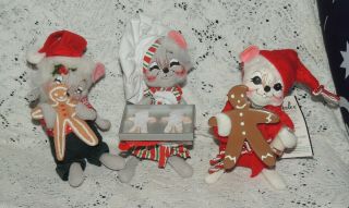 3 Annalee Gingerbread Cookies Mouse Christmas Holidays Baking Cookies Mice