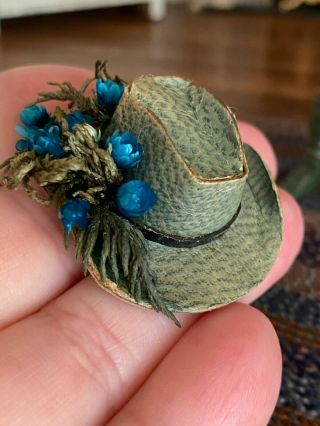 Vintage Miniature Dollhouse Artisan Western Country Rustic Ladies Leather Hat