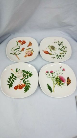 4 Vtg Jwk Dessert Decorative Plates Floral Fruit Butterfly Bavaria W Germany (2)