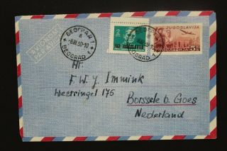 Yugoslavia 1950 Uprated Air Mail Cover To The Netherlands