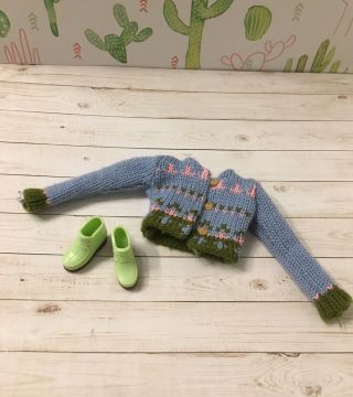 Barbie Generation Girl Lara Blue Knit Sweater Vintage 1998 Doll Top Green Boots