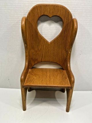 Wood Doll Chair - Oak Hand Crafted W/ Heart 13 " High X 7 " Long Without Blemishes