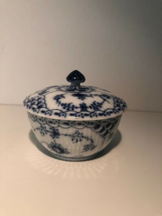 Royal Copenhagen China Blue Fluted Lace Covered Sugar Bowl 1/657 - 1st Quality
