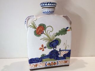 Antique Imola Imolarte Faenza Italy Garofano Blue Carnation Jug Flask Decanter