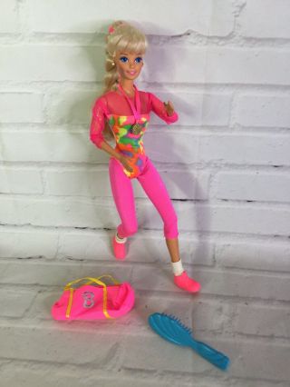 Vintage Mattel Barbie Gymnast Doll Poseable Poses With Complete Outfit Bag 1993