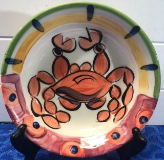 Vicki Carroll Pottery Splish Splash Crab 7 1/2” Soup Bowl Signed 1994 Price Each