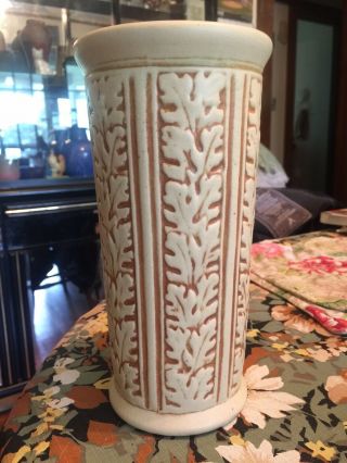 Oak Leaf Weller Art Pottery Clinton Ivory Vase Jardiniere Arts & Crafts
