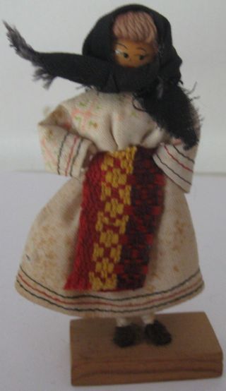 A Little Doll In A Romanian Costume.  Handmade.  1970s International