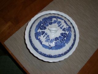 Vintage Royal Wessex Blue Willow Covered Casserole Serving Dish 2